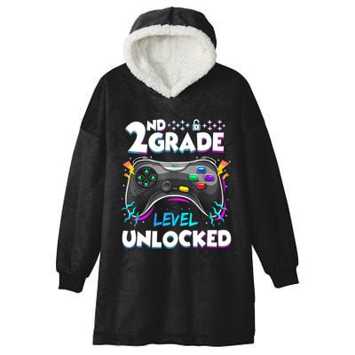 2nd Grade Level Unlocked Back To School First Day Gamer Boy Hooded Wearable Blanket