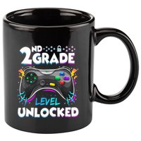 2nd Grade Level Unlocked Back To School First Day Gamer Boy 11oz C Handle Ceramic Mug