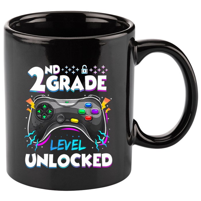2nd Grade Level Unlocked Back To School First Day Gamer Boy 11oz C Handle Ceramic Mug