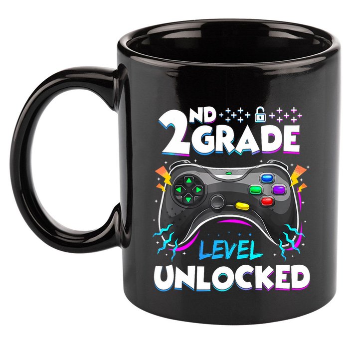 2nd Grade Level Unlocked Back To School First Day Gamer Boy 11oz C Handle Ceramic Mug