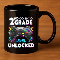 2nd Grade Level Unlocked Back To School First Day Gamer Boy 11oz C Handle Ceramic Mug