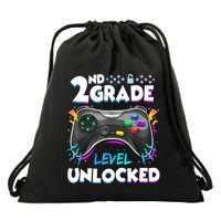 2nd Grade Level Unlocked Back To School First Day Gamer Boy Drawstring Bag