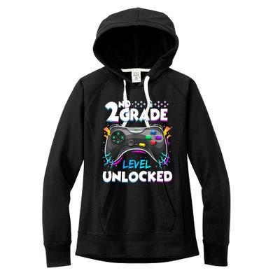 2nd Grade Level Unlocked Back To School First Day Gamer Boy Women's Fleece Hoodie