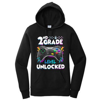 2nd Grade Level Unlocked Back To School First Day Gamer Boy Women's Pullover Hoodie