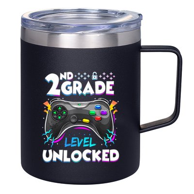 2nd Grade Level Unlocked Back To School First Day Gamer Boy 12oz Stainless Steel Coffee Mug