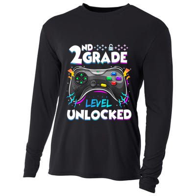 2nd Grade Level Unlocked Back To School First Day Gamer Boy Cooling Performance Long Sleeve Crew
