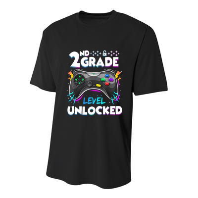 2nd Grade Level Unlocked Back To School First Day Gamer Boy Youth Performance Sprint T-Shirt