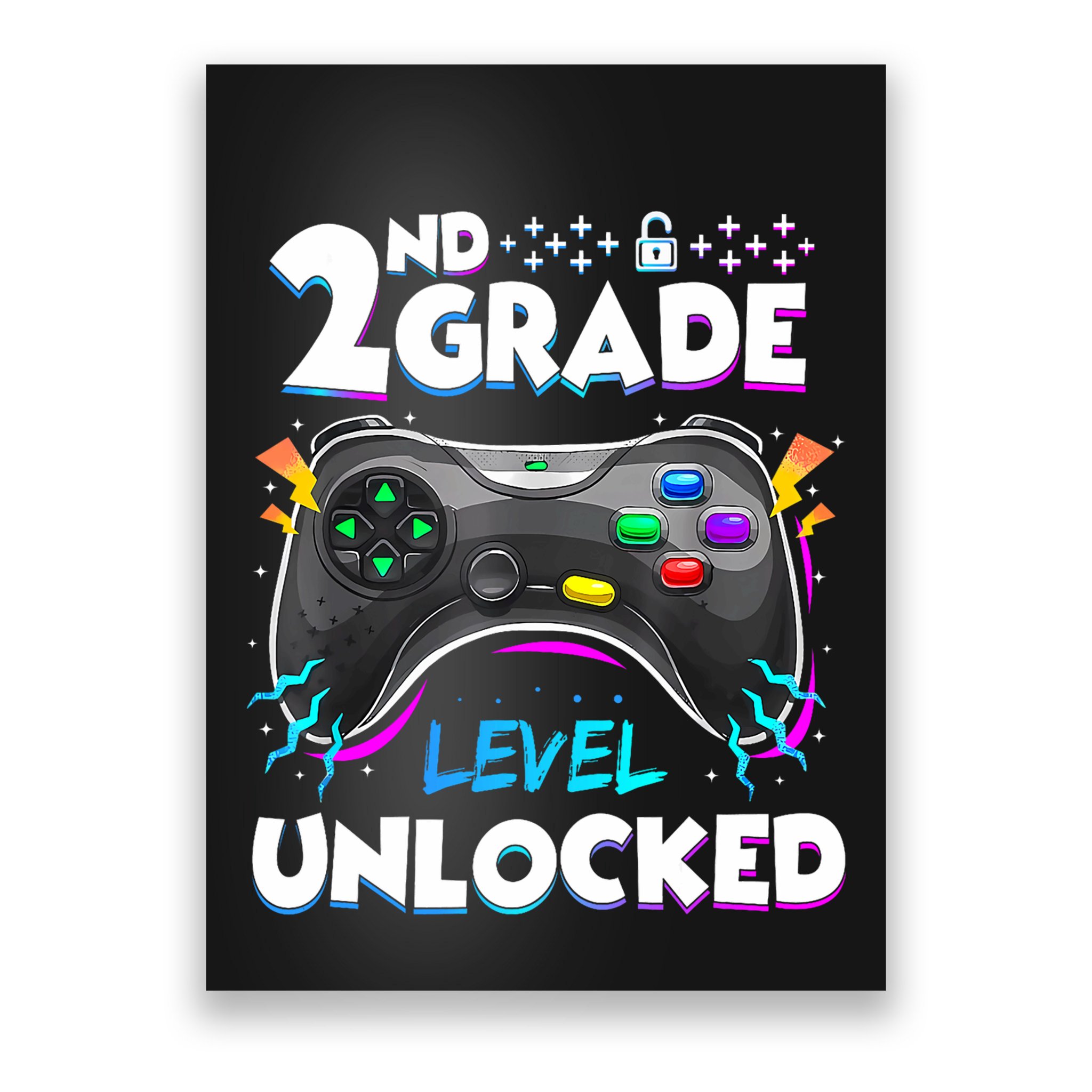 2nd Grade Level Unlocked Back To School First Day Gamer Boy Poster