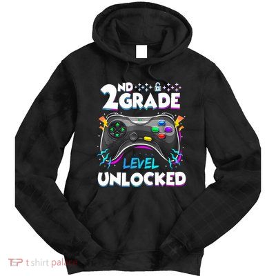 2nd Grade Level Unlocked Back To School First Day Gamer Boy Tie Dye Hoodie