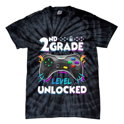 2nd Grade Level Unlocked Back To School First Day Gamer Boy Tie-Dye T-Shirt