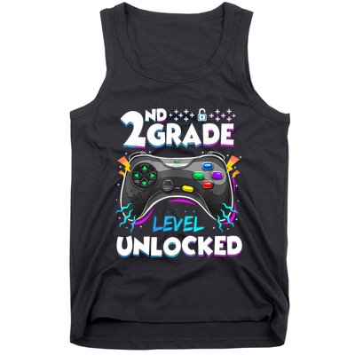 2nd Grade Level Unlocked Back To School First Day Gamer Boy Tank Top
