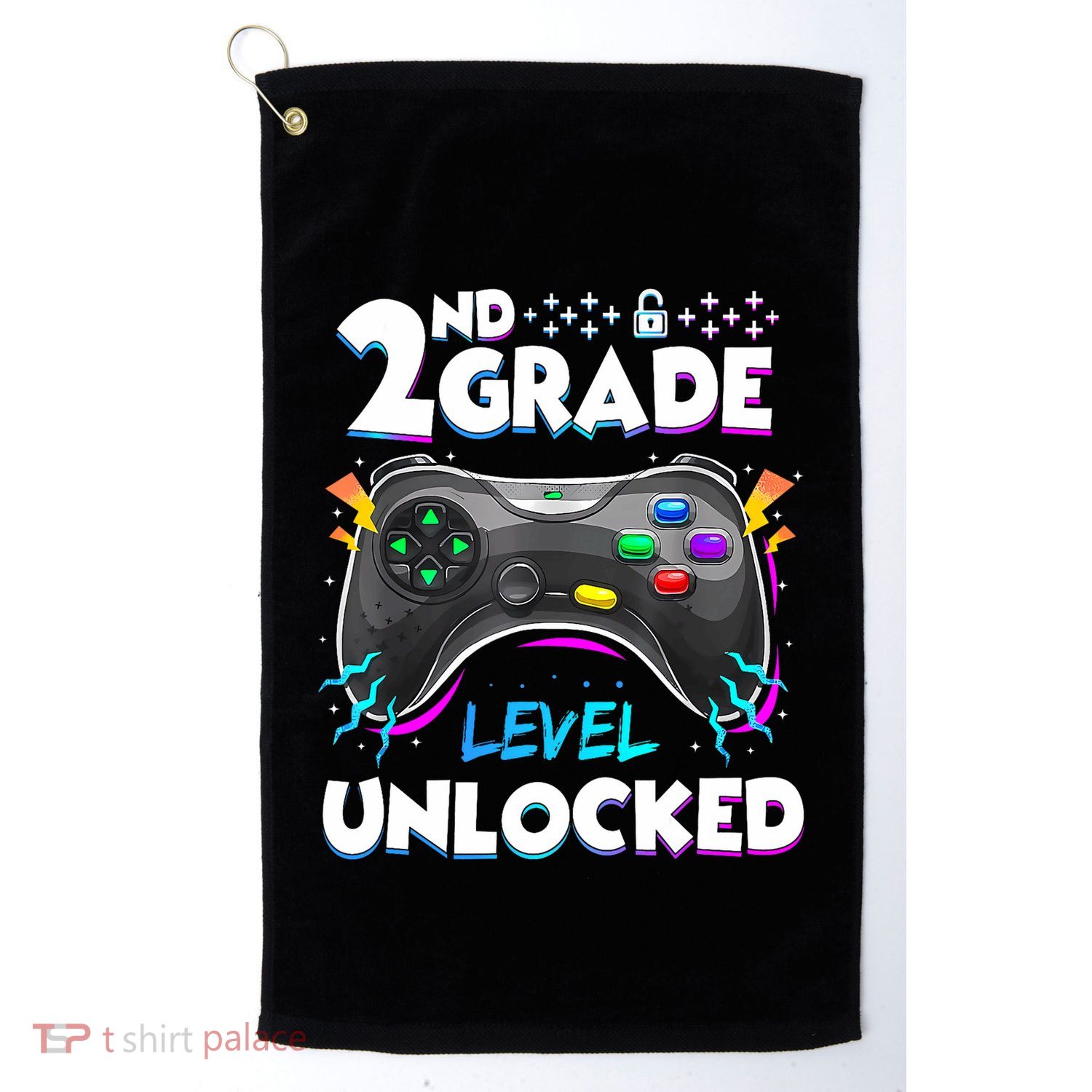 2nd Grade Level Unlocked Back To School First Day Gamer Boy Golf Towel