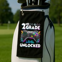 2nd Grade Level Unlocked Back To School First Day Gamer Boy Golf Towel