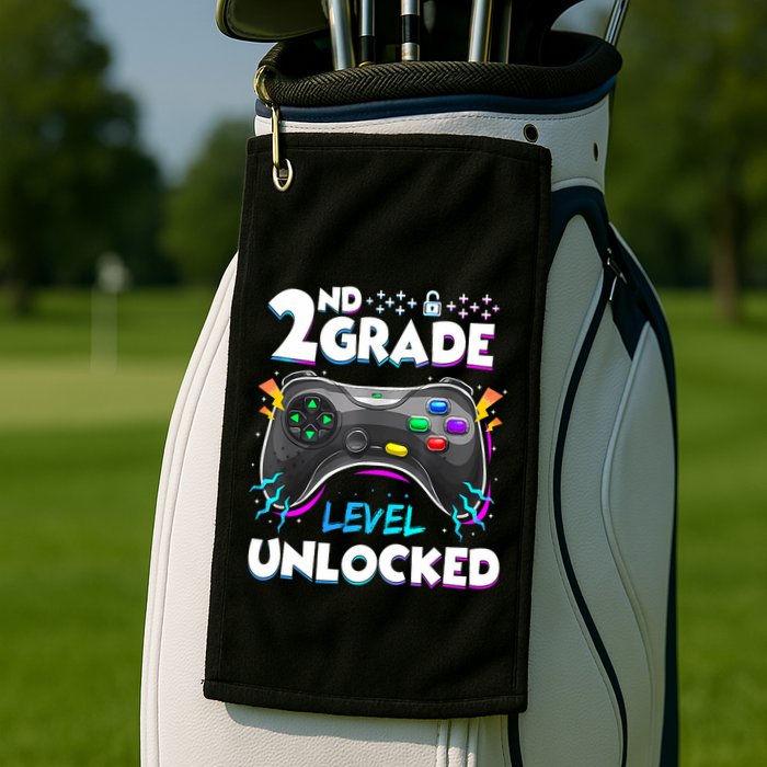 2nd Grade Level Unlocked Back To School First Day Gamer Boy Golf Towel