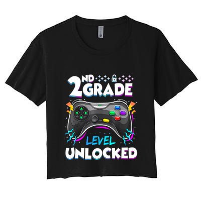 2nd Grade Level Unlocked Back To School First Day Gamer Boy Crop Top