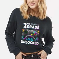2nd Grade Level Unlocked Back To School First Day Gamer Boy Cropped Pullover Crew