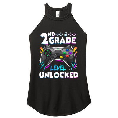 2nd Grade Level Unlocked Back To School First Day Gamer Boy Women's Perfect Tri Rocker Tank
