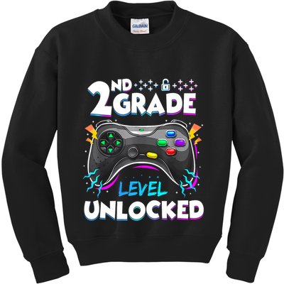 2nd Grade Level Unlocked Back To School First Day Gamer Boy Kids Sweatshirt