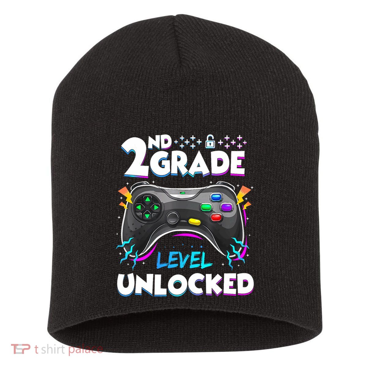 2nd Grade Level Unlocked Back To School First Day Gamer Boy Short Acrylic Beanie