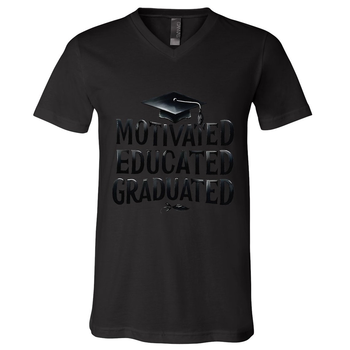 2025 Graduation Motivated Educated Graduated V-Neck T-Shirt