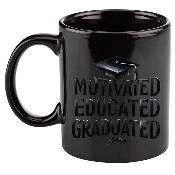 2025 Graduation Motivated Educated Graduated 11oz C Handle Ceramic Mug