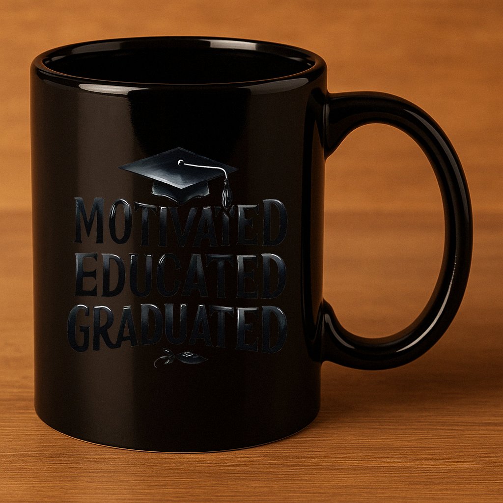 2025 Graduation Motivated Educated Graduated 11oz C Handle Ceramic Mug
