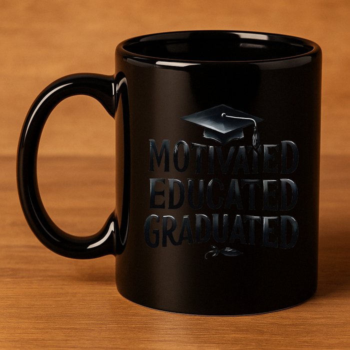 2025 Graduation Motivated Educated Graduated 11oz C Handle Ceramic Mug