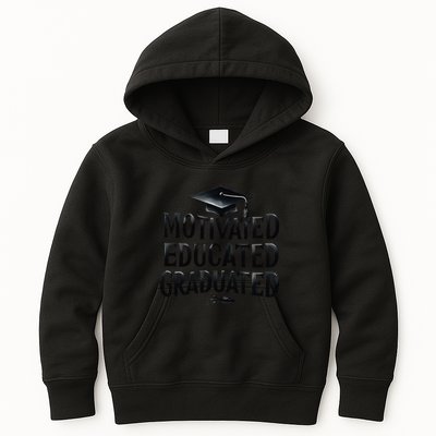 2025 Graduation Motivated Educated Graduated Kids Hoodie