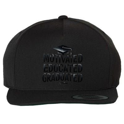 2025 Graduation Motivated Educated Graduated Wool Snapback Cap