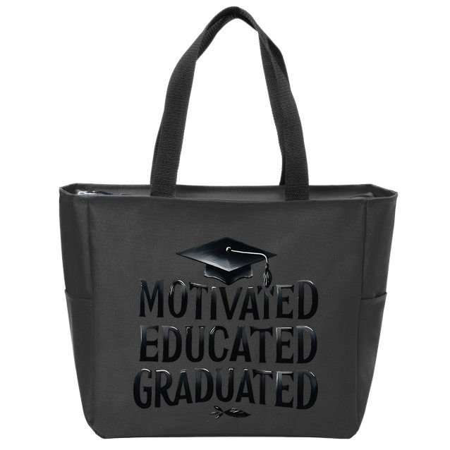 2025 Graduation Motivated Educated Graduated Zip Tote Bag