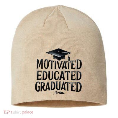 2025 Graduation Motivated Educated Graduated Sustainable Beanie