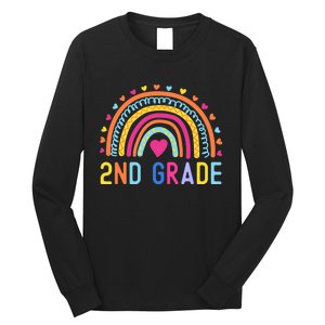 2nd Grade Rainbow Girl Boy Teacher Hello Second Grade Squad Long Sleeve Shirt