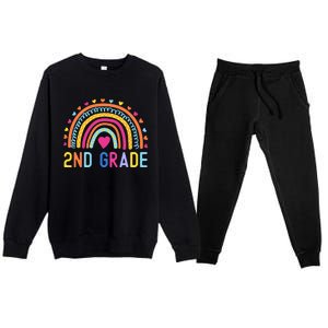 2nd Grade Rainbow Girl Boy Teacher Hello Second Grade Squad Premium Crewneck Sweatsuit Set