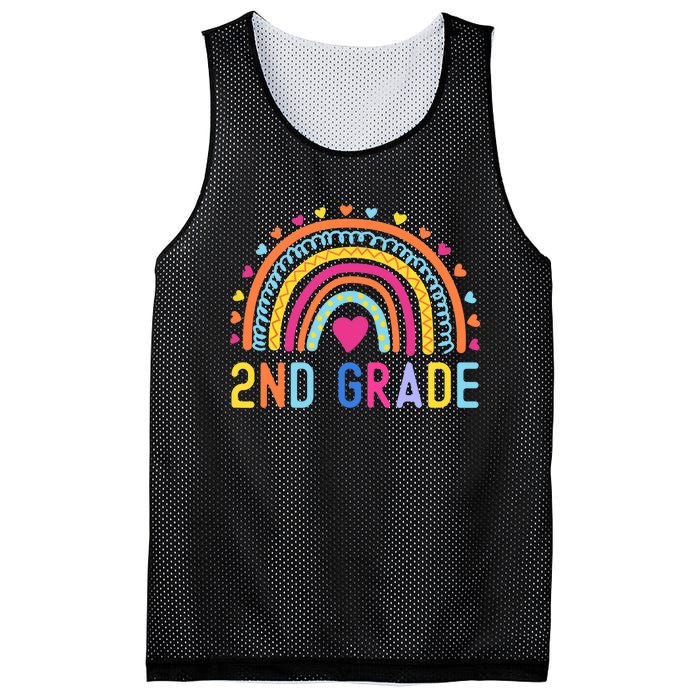 2nd Grade Rainbow Girl Boy Teacher Hello Second Grade Squad Mesh Reversible Basketball Jersey Tank