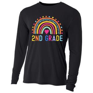 2nd Grade Rainbow Girl Boy Teacher Hello Second Grade Squad Cooling Performance Long Sleeve Crew