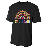 2nd Grade Rainbow Girl Boy Teacher Hello Second Grade Squad Performance Sprint T-Shirt