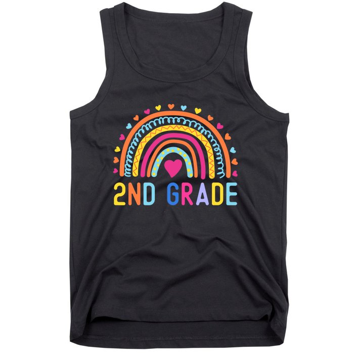 2nd Grade Rainbow Girl Boy Teacher Hello Second Grade Squad Tank Top