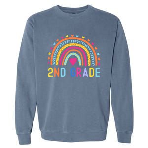 2nd Grade Rainbow Girl Boy Teacher Hello Second Grade Squad Garment-Dyed Sweatshirt