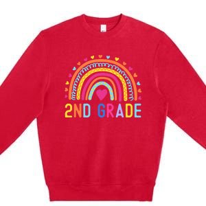 2nd Grade Rainbow Girl Boy Teacher Hello Second Grade Squad Premium Crewneck Sweatshirt