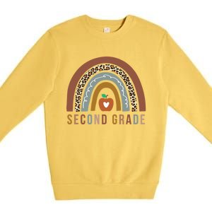 2Nd Grade Retro Rainbow Second Grade Teacher Team Boho Gift Premium Crewneck Sweatshirt