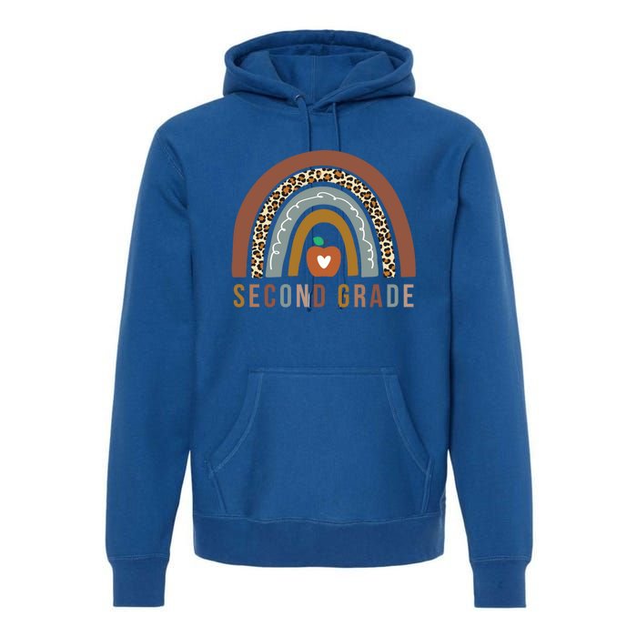 2Nd Grade Retro Rainbow Second Grade Teacher Team Boho Gift Premium Hoodie