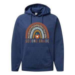 2Nd Grade Retro Rainbow Second Grade Teacher Team Boho Gift Performance Fleece Hoodie