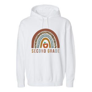 2Nd Grade Retro Rainbow Second Grade Teacher Team Boho Gift Garment-Dyed Fleece Hoodie