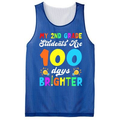 2nd Grade Students Are 100 Days Brighter 100th Day Of School Great Gift Mesh Reversible Basketball Jersey Tank