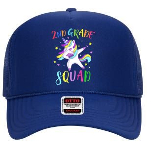 2Nd Grade Squad Unicorn Second Grade Teacher Cool Gift High Crown Mesh Back Trucker Hat