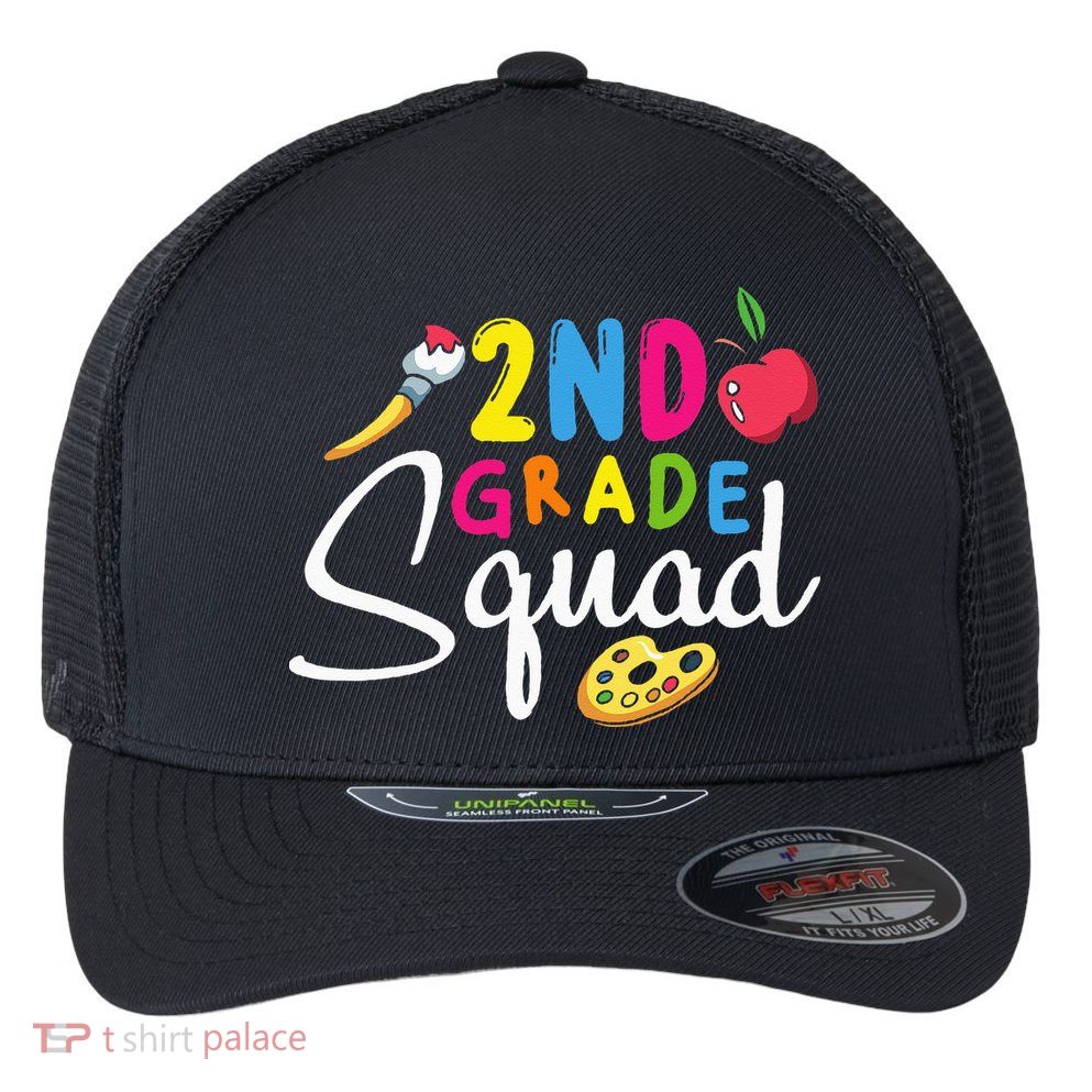 2nd Grade Squad Second Teacher Student Team Back To School Flexfit Unipanel Trucker Cap