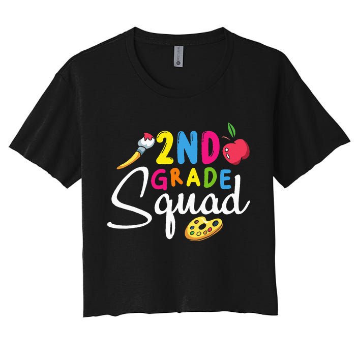 2nd Grade Squad Second Teacher Student Team Back To School Women's Crop Top Tee