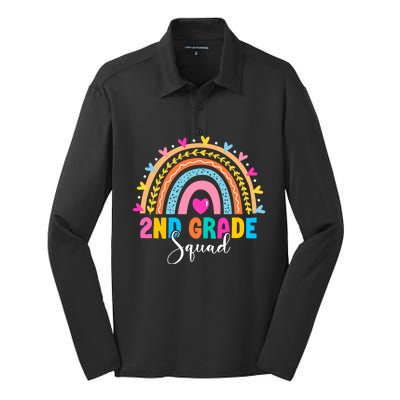 2Nd Grade Squad Back To School Rainbow Teachers Second Grade Meaningful Gift Silk Touch Performance Long Sleeve Polo