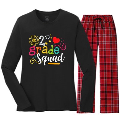 2nd Grade Squad Student Teacher Gift Back To School Women's Long Sleeve Flannel Pajama Set 