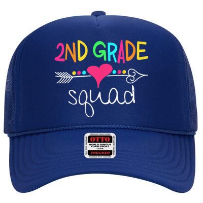 2nd Grade Squad Second Teacher Student Team Back To School High Crown Mesh Back Trucker Hat